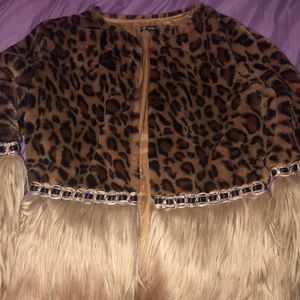 SHEIN Leopard Fringe Coat NWOT